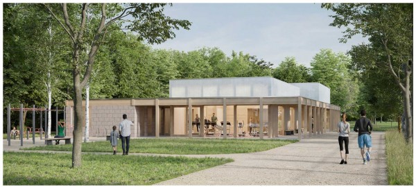 vítězný soutěžní návrh na Sportovní pavilon